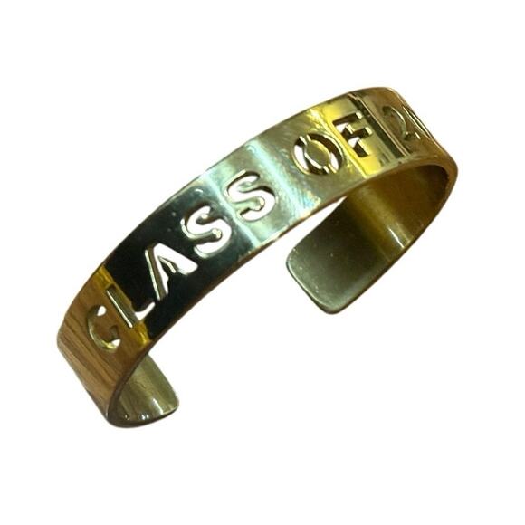Rustic Cuff Gold-Tone Class of 2016 Cut-Out Cuff Bracelet Grad Gift Preowned - Picture 1 of 15
